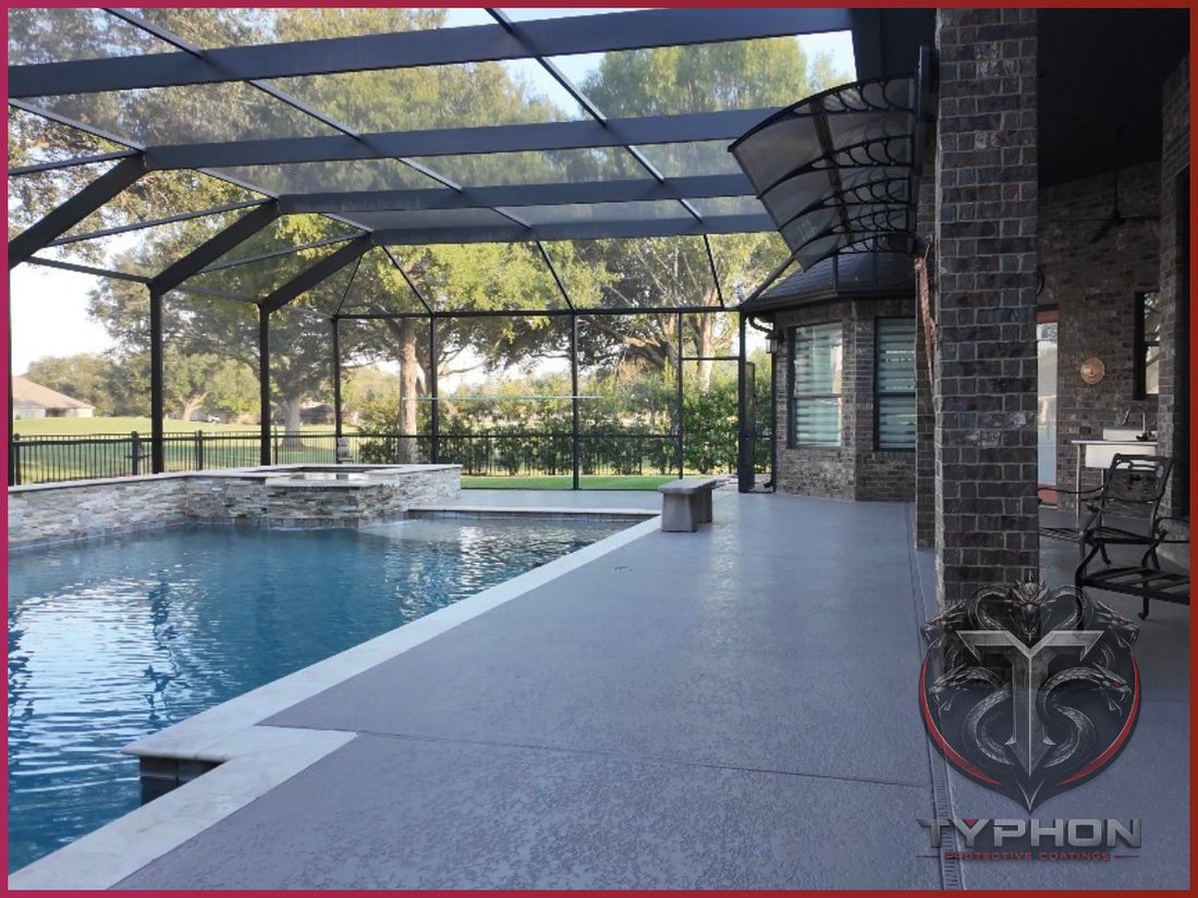 Pool deck concrete coating
