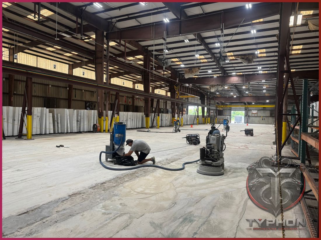 Countertop showroom floor grinding and surface prep